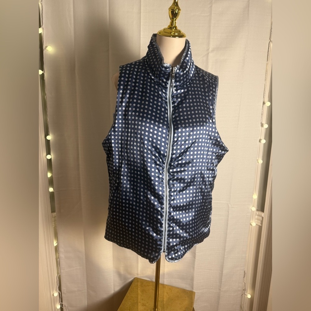 Kensie Blue Reversible Polka Dot Vest